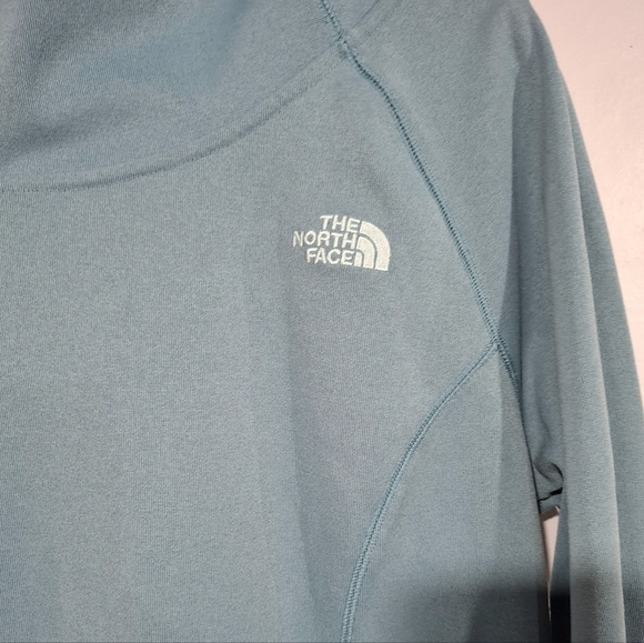 The North Face Blue Knit Cowl Neck Hoodie Pockets Light Weight Large - Picture 4 of 10